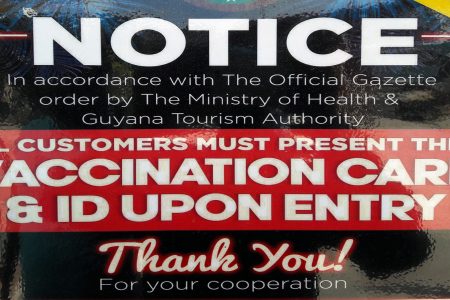 A notice published at the Giftland Mall informing customers of the new mandate 