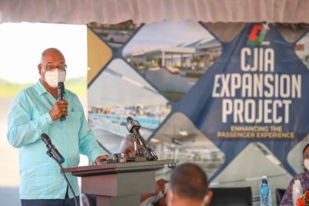 Minister of Public Works, Juan Edghill speaking at the commissioning (CJIA photo)