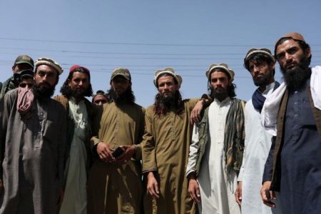 Taliban members pose for a photograph in Kabul, Afghanistan, September 4, 2021. WANA (West Asia News Agency) via REUTERS