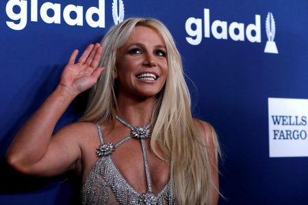 FILE PHOTO: Singer Britney Spears poses at the 29th Annual GLAAD Media Awards in Beverly Hills, California, U.S., April12, 2018. REUTERS/Mario Anzuoni/File Photo