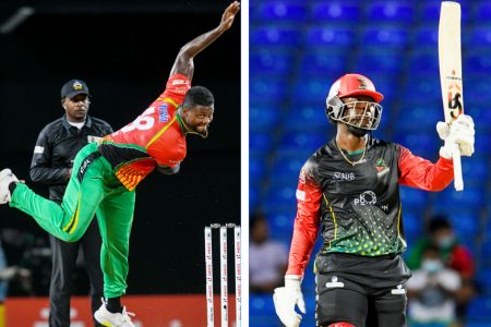 Two young brilliant Guyanese cricketers Romario Shepherd, left and Sherfane Rutherford will take centre stage as their teams the Guyana Amazon Warriors and the St Kitts/Nevis Patriots clash today with a spot in the Caribbean Premier League final at stake.
