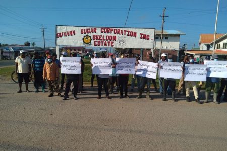 The picketers yesterday (GAWU photo)
