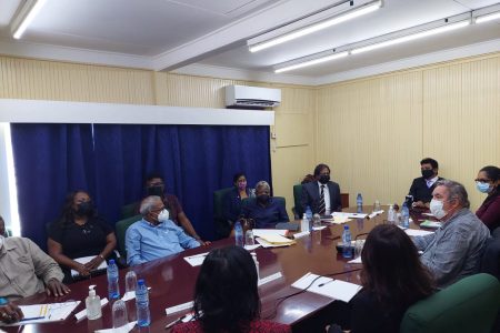 Attorney General and Minister of Legal Affairs Anil Nandlall and members of the Law Reform Commission during the inaugural meeting on Wednesday 