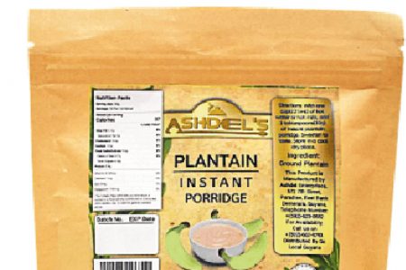 The packaged ASHDEL’s instant plantain porridge 