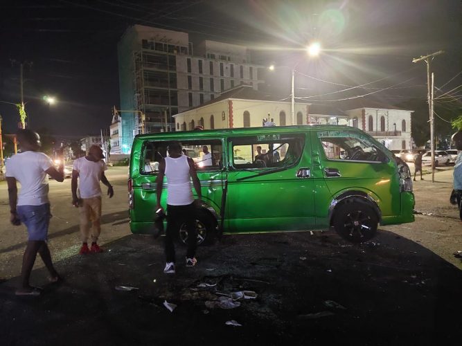 The minibus, BYY 5002, following the accident