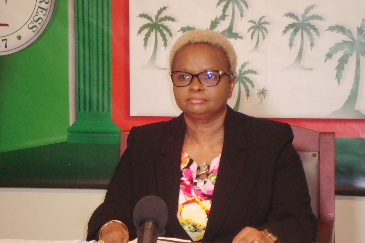 Volda Lawrence at the briefing today (PNCR photo)