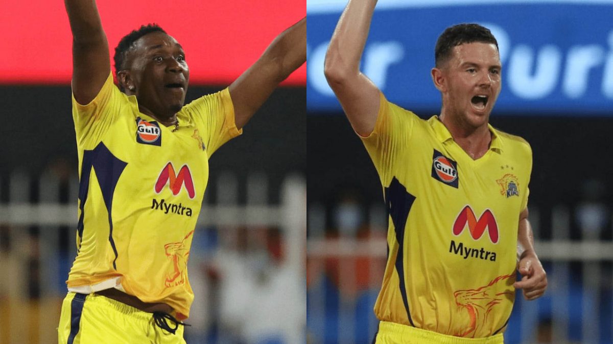 Destroyers in chiefs- Dwayne Bravo (left) and Josh Hazlewood of CSK were pivotal in their side’s easy win over Sunrisers Hyderabad in the IPL 