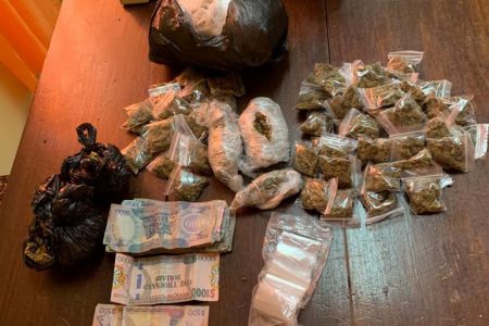 The narcotics seized by the police during an operation at Canje Berbice on Thursday 