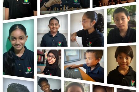 Young chess players representing Guyana during a virtual international competition 