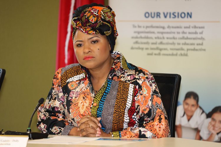 Education Minister Dr. Nyan Gadsby-Dolly responding to questions during the ministry’s press conference at St. Vincent Street, Port-of-Spain, yesterday.