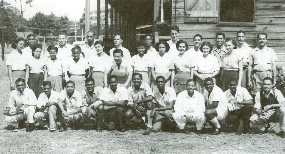 Dr. Michael Woo-Ming (centre row, sixth from the left) among the members of The UWI’s First Medical Class in 1948, Gibraltar Hall (formerly army barracks, which were used as part of the medical school buildings), Mona Campus. (UWI)