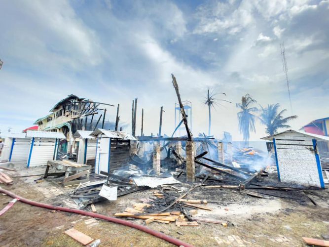 The burnt remains of a section of the Eve Leary building (Department of Public Information photo)