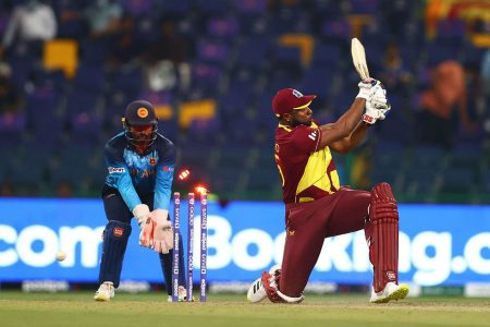 Castled! - West Indies captain Kieron Pollard is bowled for a first ball duck by Hasaranga de Silva as the Caribbean side and defending champion were dumped out of the ICC Men’s T20 World Cup