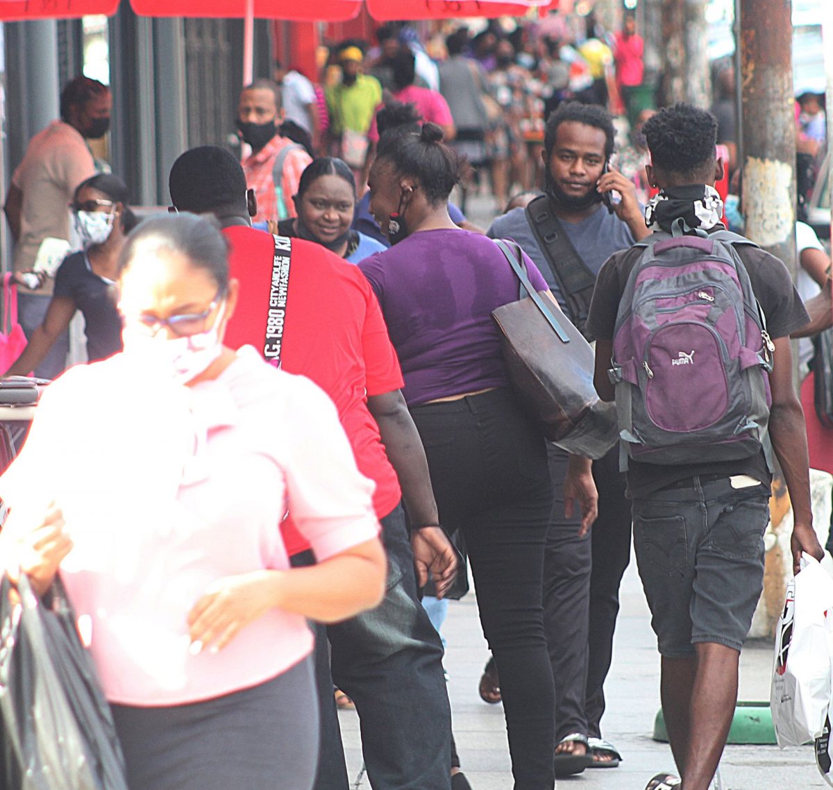 Pedestrians on Frederick Street, Port-of-Spain.