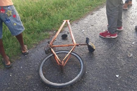 Nevill Small’s bicycle following the accident (GPF photo)
