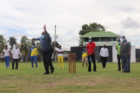 Flashback! Prime Minister, Mark Phillips symbolically bowls the first ball at last year’s tournament.
