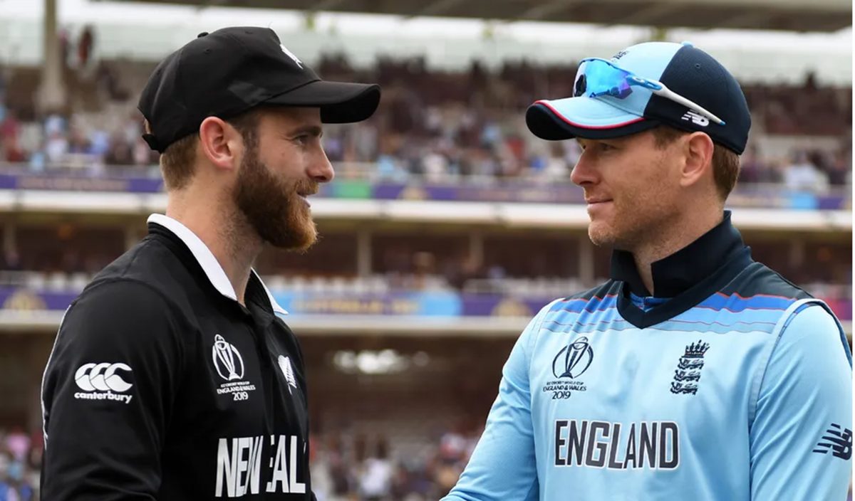 KANE MEETS EION! New Zealand Skipper Kane Williamson and  England captain Eion Morgan greet each other prior to today’s ICC T20 World Cup semi-final showdown.