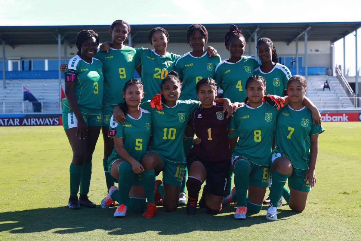 The Lady Jaguars U17 starting XI against Turks and Caicos.