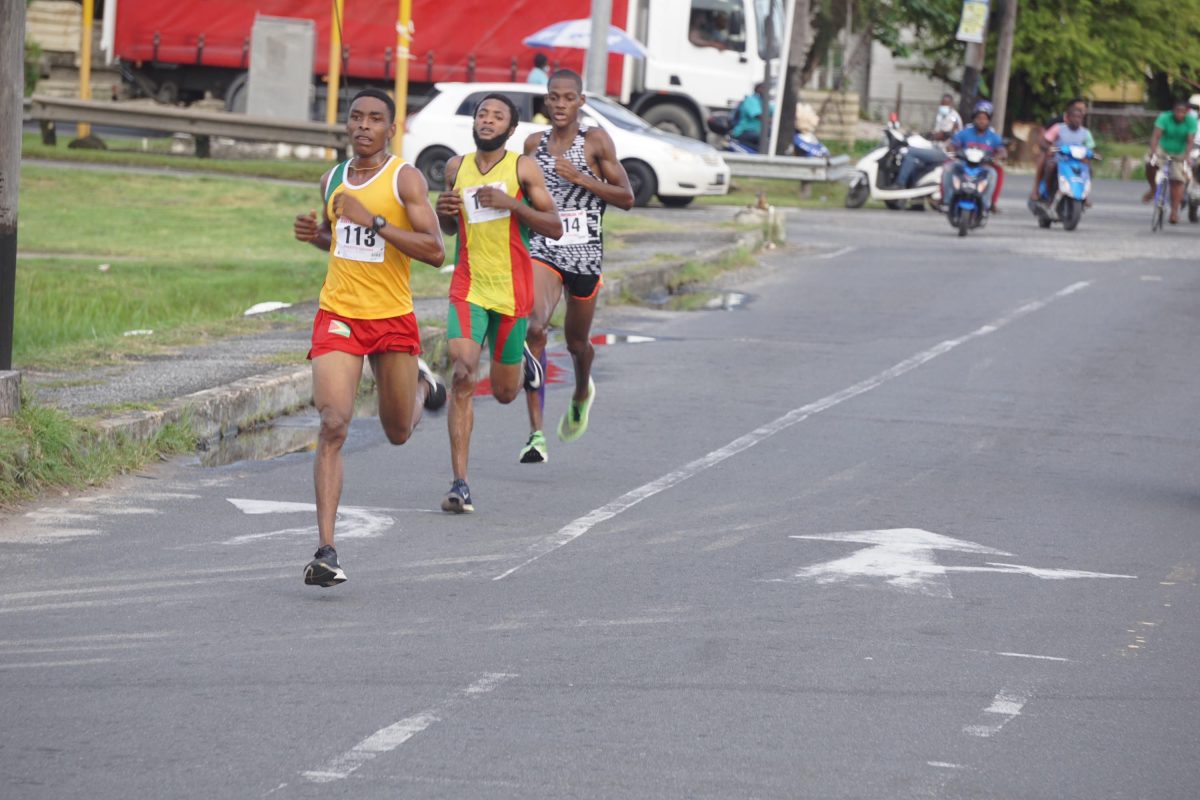 Marlon Nicholson made a tactical and winning move in the final kilometre near Camp Ayangana which eventually propelled him to win the 2021 South American 10K Road Classic in his debut. (Emmerson Campbell photo)