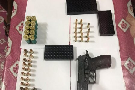 The air pistol and several rounds of ammunition that were found at a Bourda Street, Lacytown house on Friday