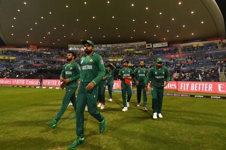 CAKEWALK! Pakistan cricketers strolled into the semi-finals of the ICC T0 World up with a comfortable 45-run win over Namibia yesterday. (Photo courtesy ICC 20 World Cup)
