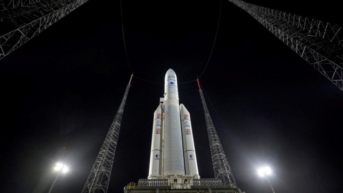 Arianespace's Ariane 5 rocket, with NASA’s James Webb Space Telescope onboard, is seen at the launch pad at Europe’s Spaceport, the Guiana Space Center in Kourou, French Guiana. Credit: Reuters photo/NASA/Bill Ingalls