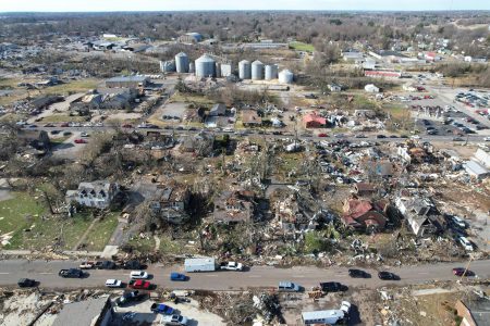 Damage after devastating outbreak of tornadoes ripped through several U.S. states, in Mayfield, Kentucky, U.S. December 11, 2021 (REUTERS/Cheney Orr photo) 