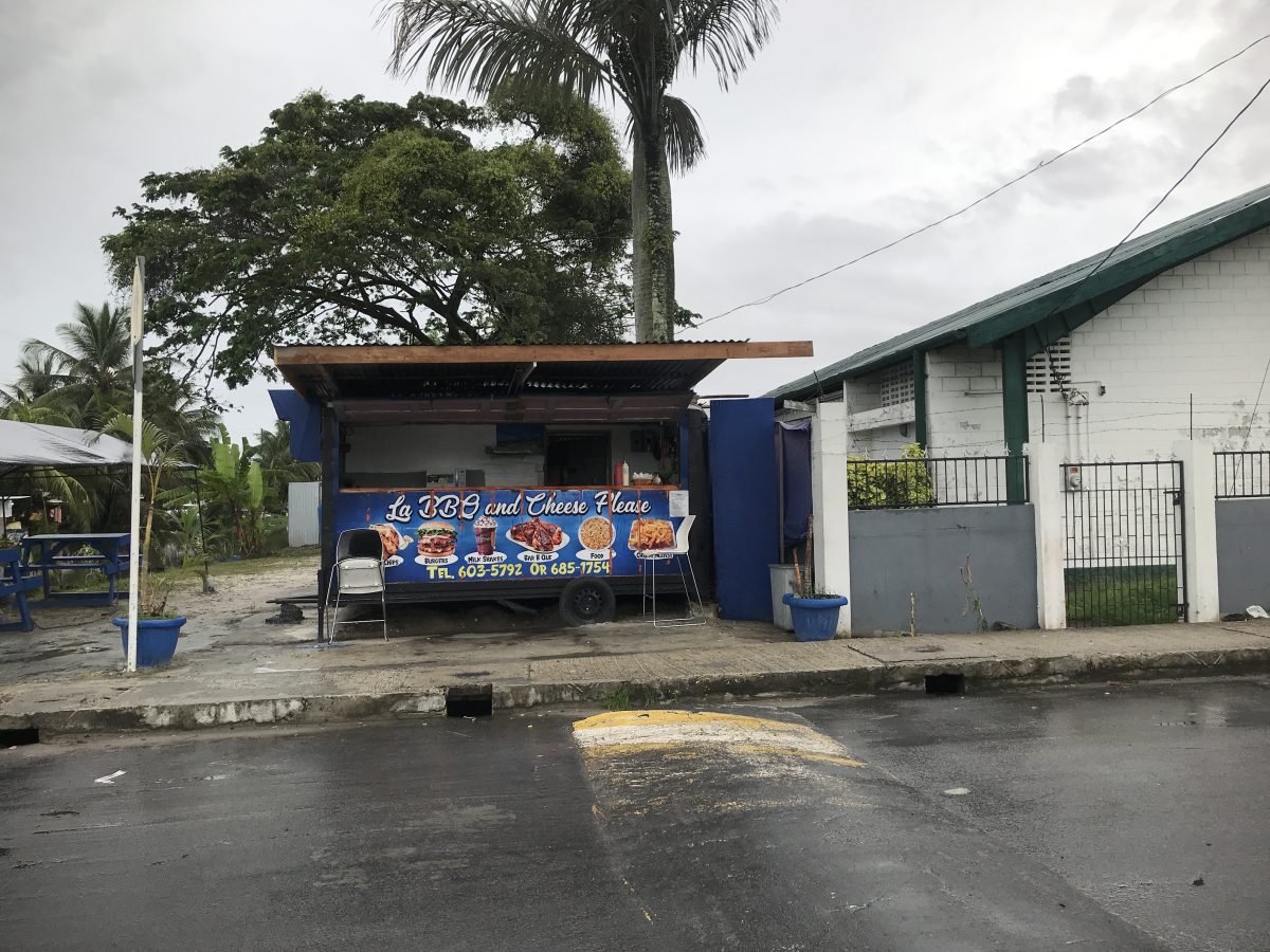 The Bar-B-Que hut that has been erected outside the fence of the St Pius X Church at Middle Road, La Penitence. 
