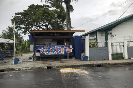 The Bar-B-Que hut that has been erected outside the fence of the St Pius X Church at Middle Road, La Penitence. 