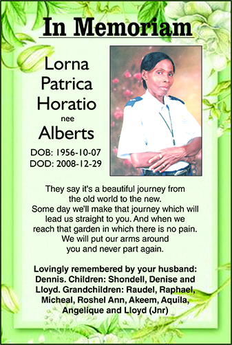 LORNA PATRICIA HORATIO - Stabroek News