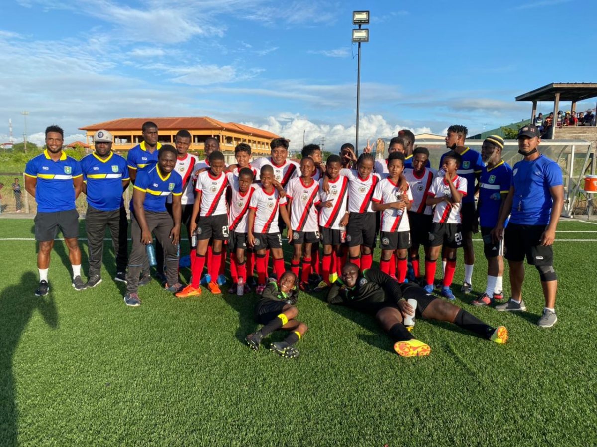 The victorious Georgetown ATC following their win over East Bank Demerara in the final of the GFF U13 Challenge Series