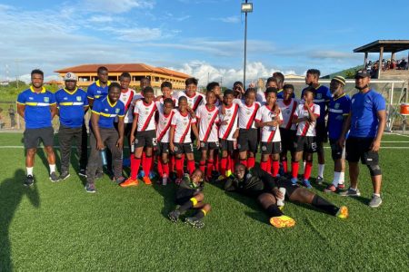 The victorious Georgetown ATC following their win over East Bank Demerara in the final of the GFF U13 Challenge Series