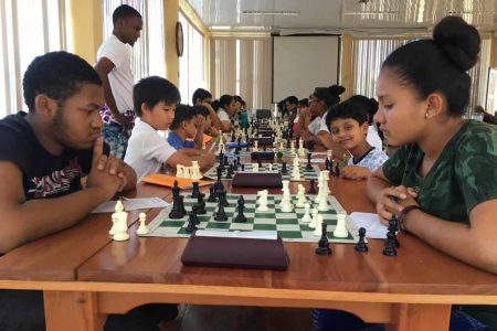 Students engaged in Chess training during the GCF’s introductory initiative, the Chess in Schools Programme.