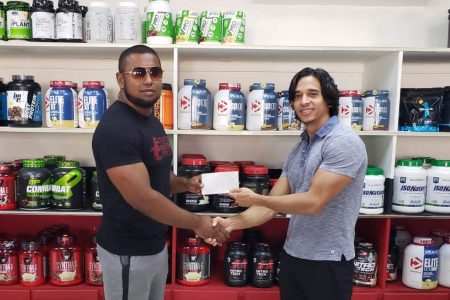 CEO of Fitness Express, Jamie McDonald recently presented a sponsorship cheque to Organizing Secretary of the federation, Videsh Sookram.
