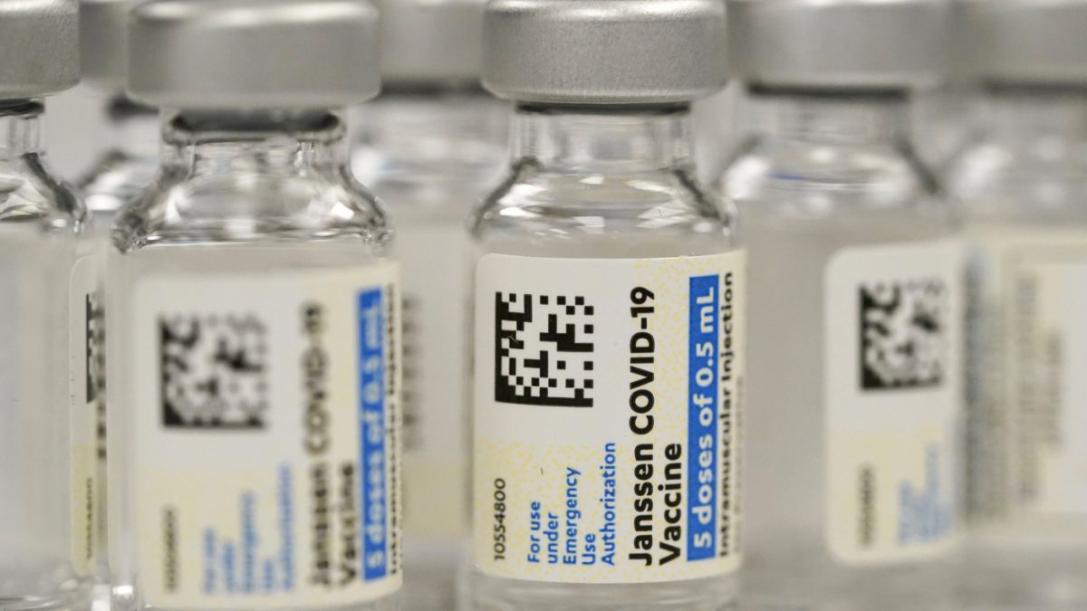  This Saturday, March 6, 2021, file photo shows vials of Johnson & Johnson COVID-19 vaccine at a pharmacy in Denver.  (AP Photo/David Zalubowski, File)