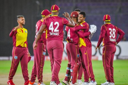 BRIGHT START! The West Indies were off to a bright start when left arm spinner Akeal Hosein dismissed star batsman Babar Azam for only his third duck in T20 Internationals.