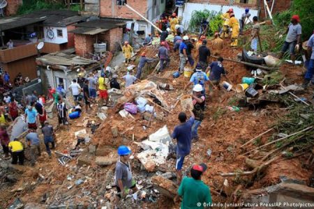 A landslide destroyed houses in Franco da Rocha