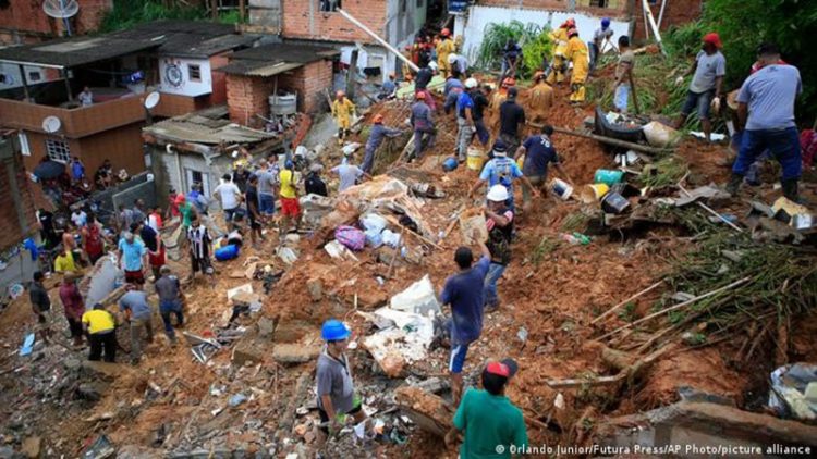 A landslide destroyed houses in Franco da Rocha