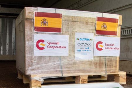 The shipment of vaccines that arrived in Guyana on Friday (DPI photo) 