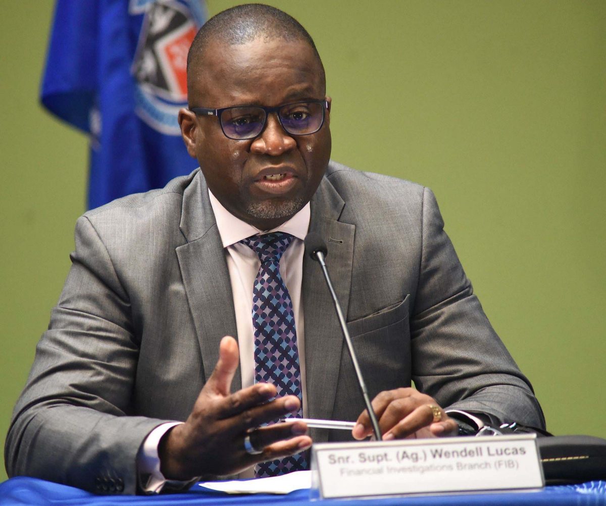 TTPS Senior Superintendent (Ag) Wendell Lucas of the Financial Investigation Branch(FIB) addressed members of the media during the TTPS media briefing at the Police Administration Building, Port-of-Spain, yesterday.