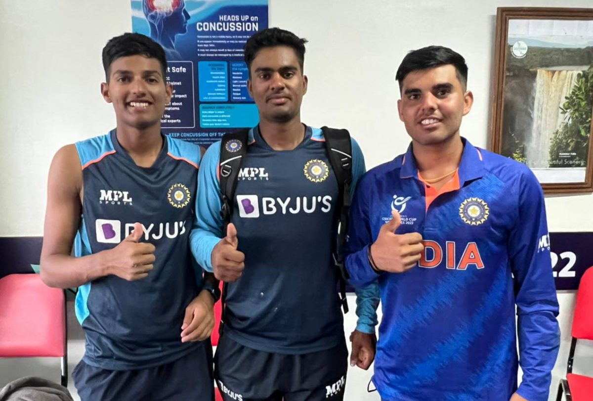 Yash Dull, left,  Siddharth Yadav and Nishant Sindhu, right, will be expected to play key roles for India.