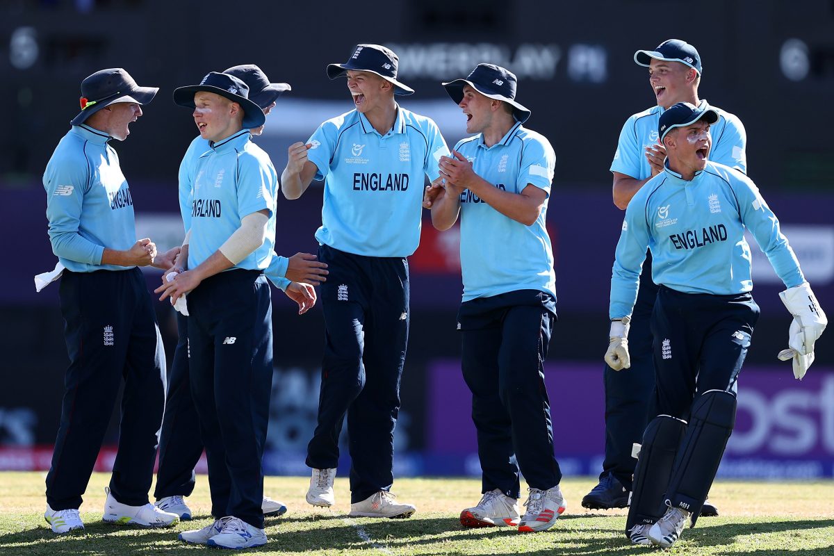 The England U19 players are cock-a-hoop with their win over the defending champions (Photo courtesy Cricinfo)