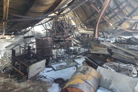 The remains of the workshop after the fire yesterday (GFS photo)
