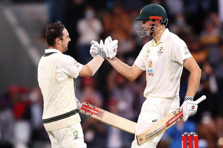 Travis Head, left, who made a century, and Cameron Green, who made a classy 74, were responsible for Australia’s fightback. (Photo courtesy Cricket Australia)
