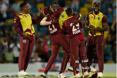 The West Indies celebrate their series win against old rival England.
