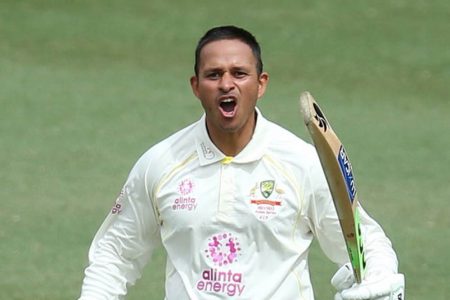 DOUBLE UP! Usman Khawaja continued his dream test cricket return by becoming only the sixth Australian to score centuries in each innings of an Ashes test.