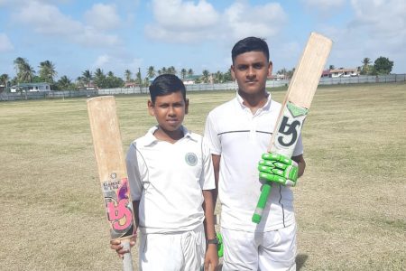 skipper Romario Ramdeholl (left) made 63 while Jayden Edwards made 58 not out
