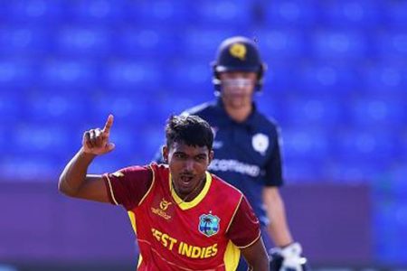 Shiva Sankar took three wickets to give West Indies U19s their first win of the tournament.