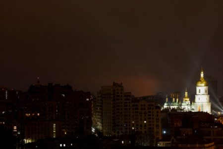 General view of Kyiv after Russian President Vladimir Putin authorized a military operation in eastern Ukraine, February 24, 2022. REUTERS/Umit Bektas