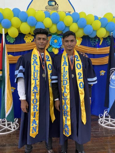 Rahul Ramdyal and Youdesh Persaud, the overall top performers for the Essequibo Technical Institute’s 2019-2021 year 
